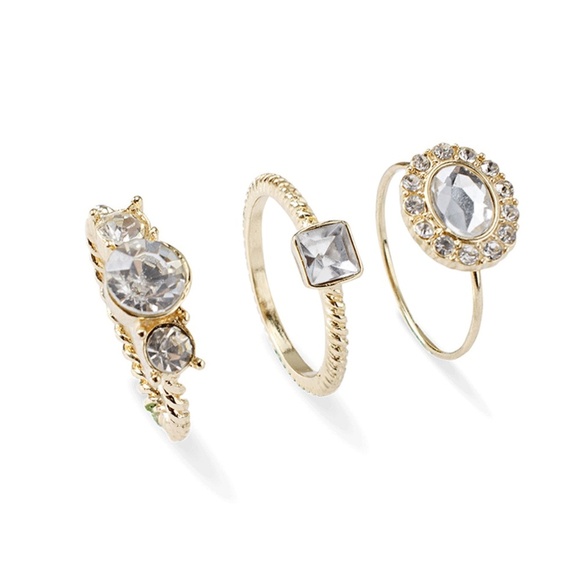 **LARISA* 7-Pc Gold x Rhinestone Fashion Ring Set - Picture 5 of 7